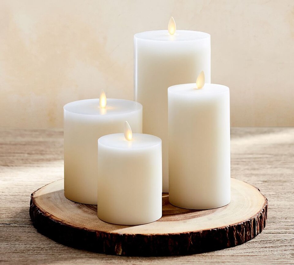 Flickering Flameless Wax Pillar Candle Pottery Barn Australia